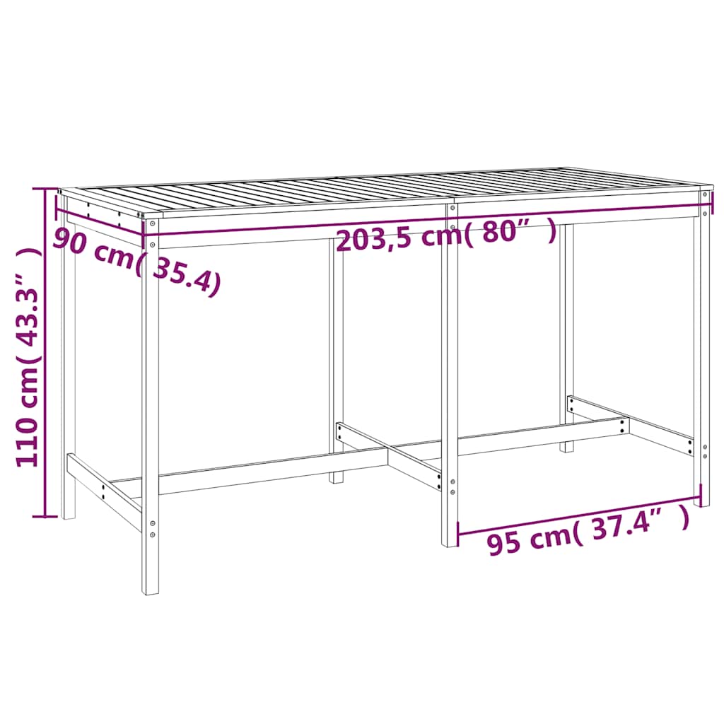 vidaXL 9 Piece Garden Bar Set Grey Solid Wood Pine