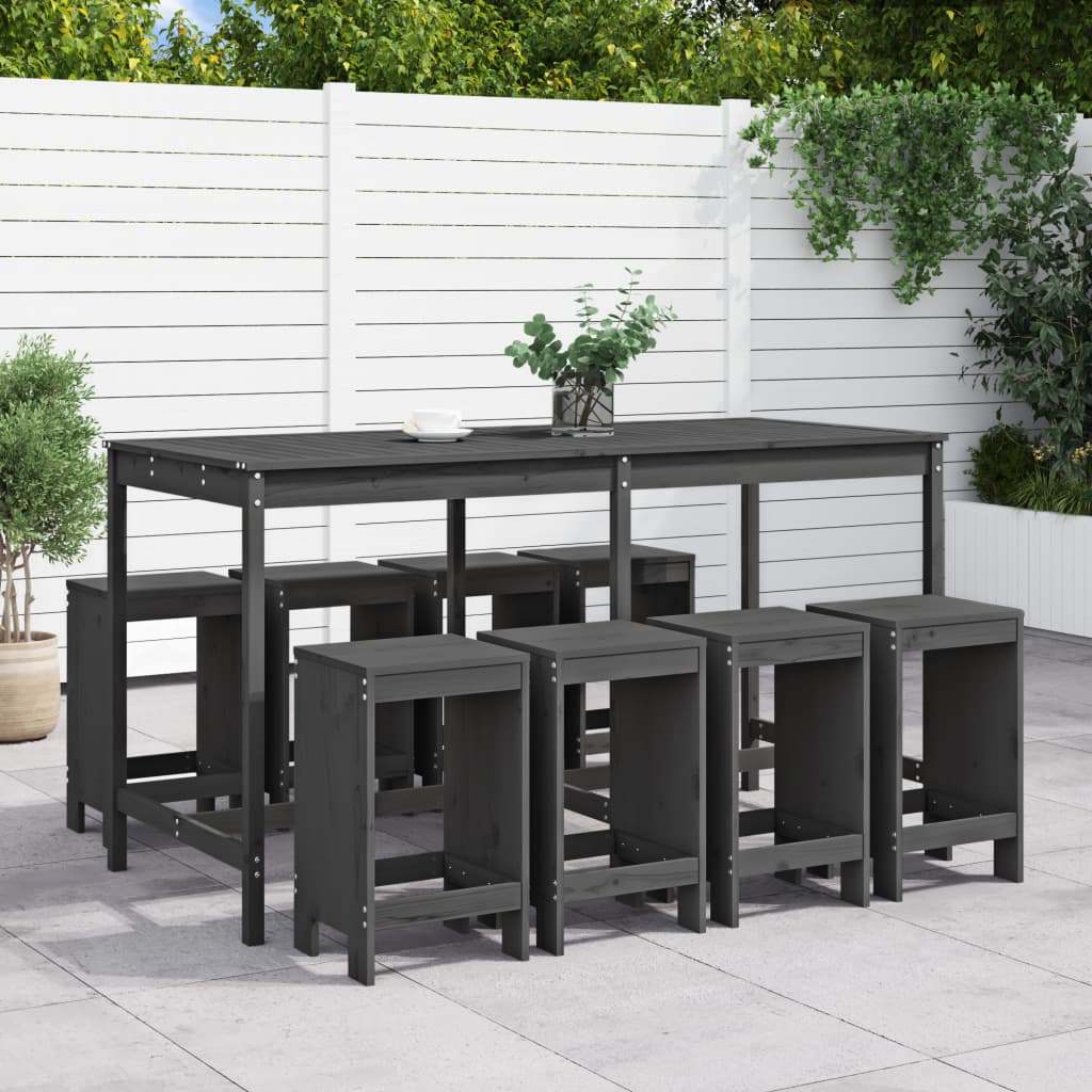 vidaXL Garden Bar Set | Grey | Solid pine wood | Large | Minimalistic