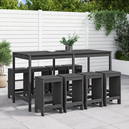 vidaXL Garden Bar Set | Grey | Solid pine wood | Large | Minimalistic