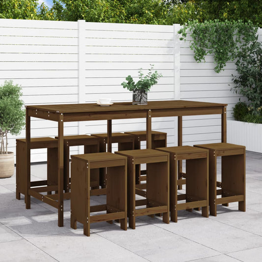 vidaXL Garden Bar Set | Honey brown | Solid pine wood | Large | Seats Many
