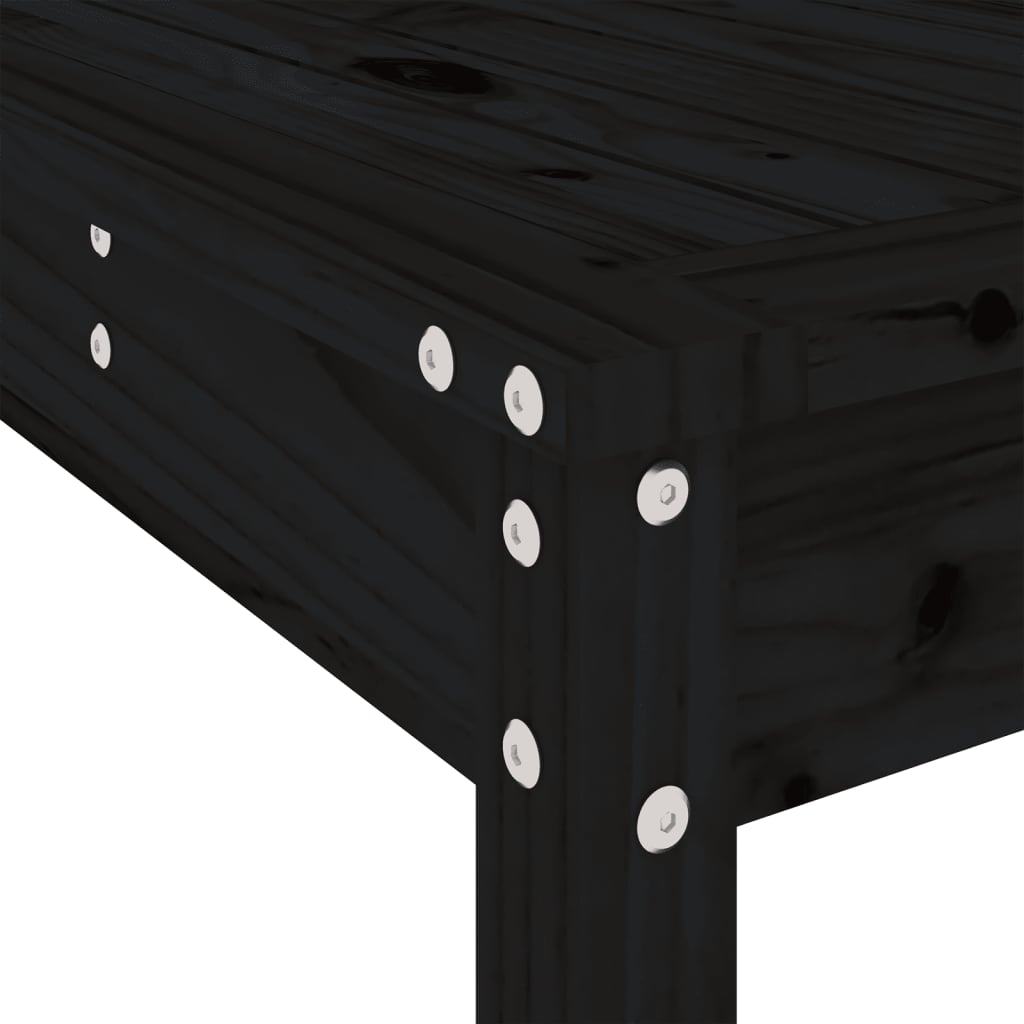 vidaXL 3 Piece Garden Bar Set Black Solid Wood Pine