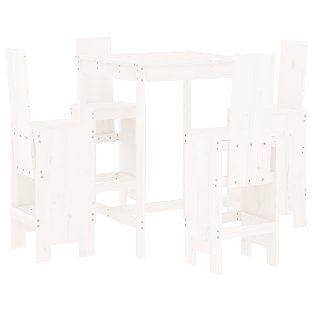 vidaXL 5 Piece Garden Bar Set White Solid Wood Pine