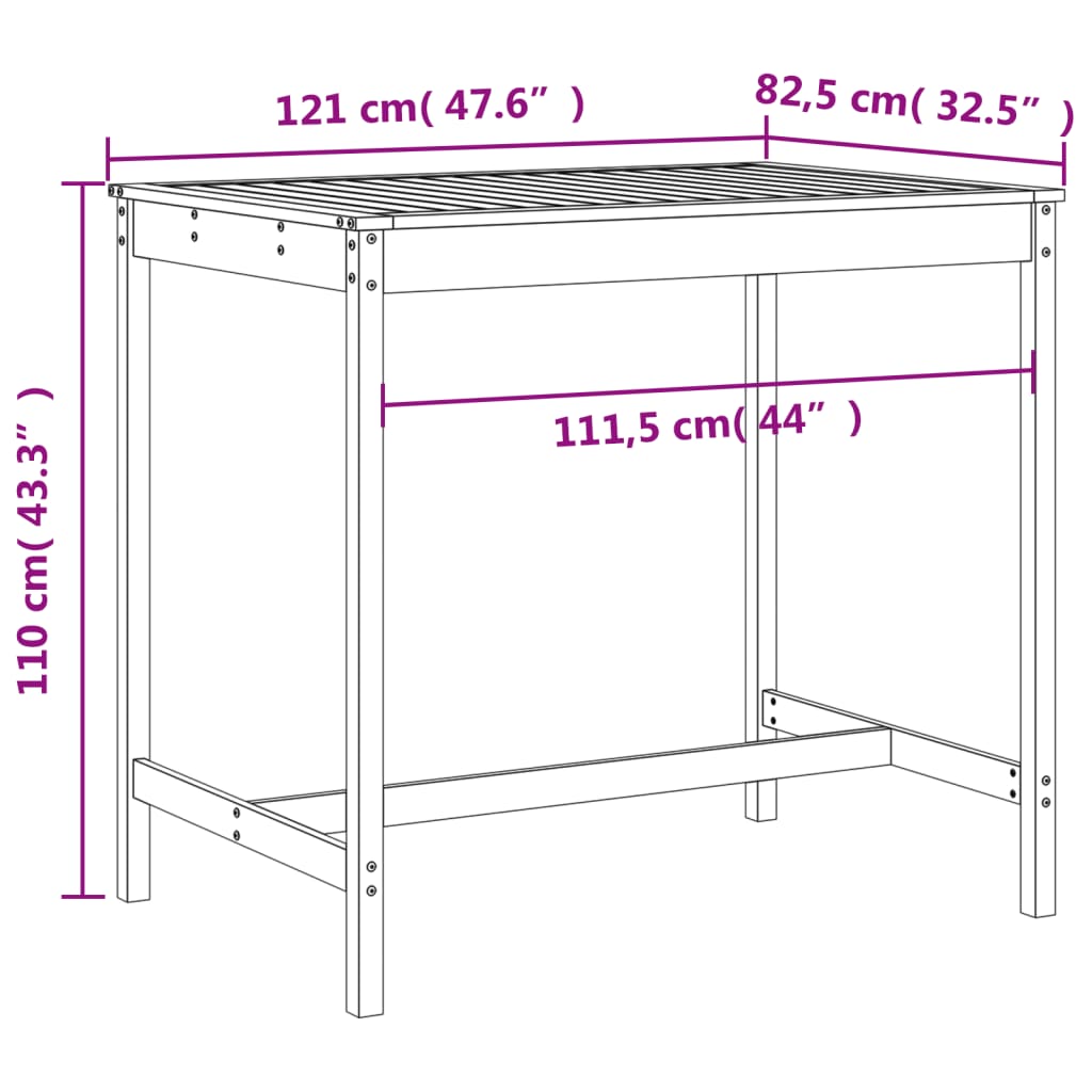 vidaXL 5 Piece Garden Bar Set Grey Solid Wood Pine