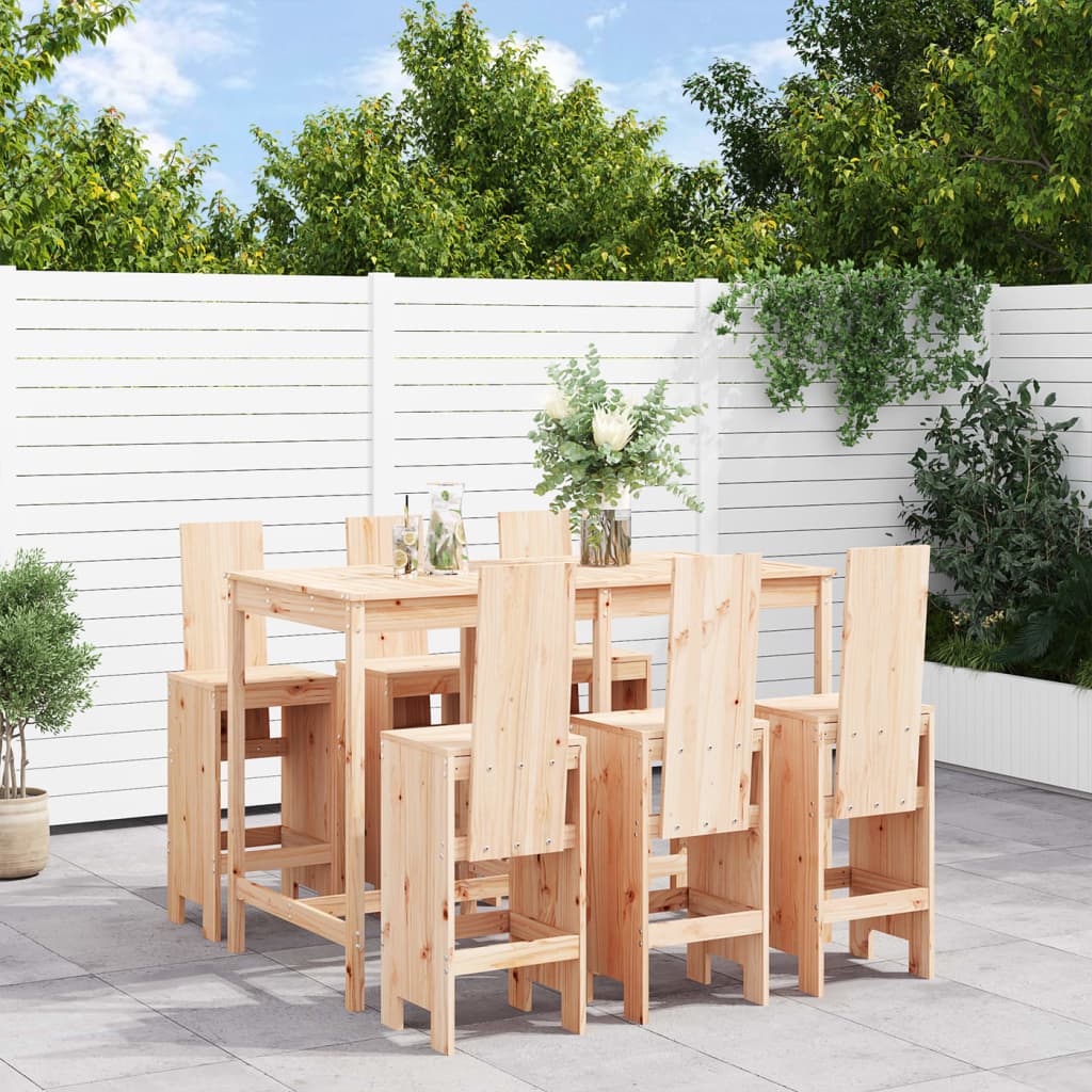 vidaXL Garden Bar Set | Natural Pine | Solid Pine Wood | Regular |  Footrest