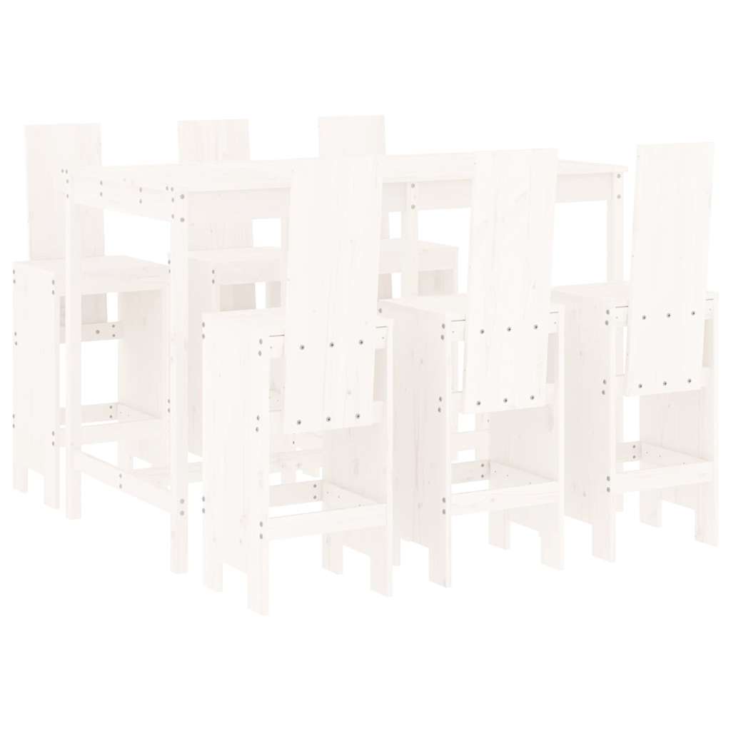 vidaXL 7 Piece Garden Bar Set White Solid Wood Pine