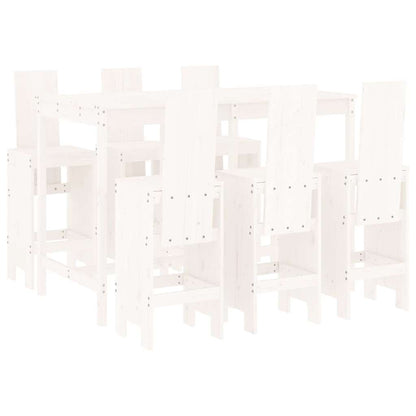 vidaXL 7 Piece Garden Bar Set White Solid Wood Pine