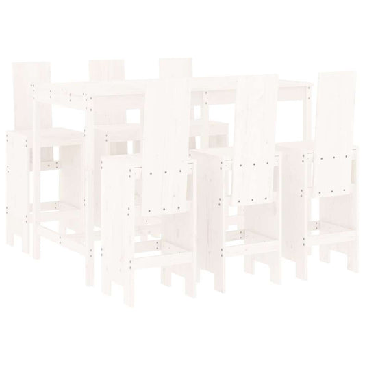 vidaXL 7 Piece Garden Bar Set White Solid Wood Pine