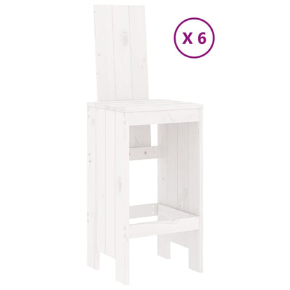 vidaXL Garden Bar Set | White | Solid Pine Wood | Seats 6 | Footrest