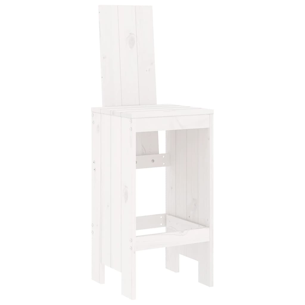 vidaXL Garden Bar Set | White | Solid Pine Wood | Seats 6 | Footrest