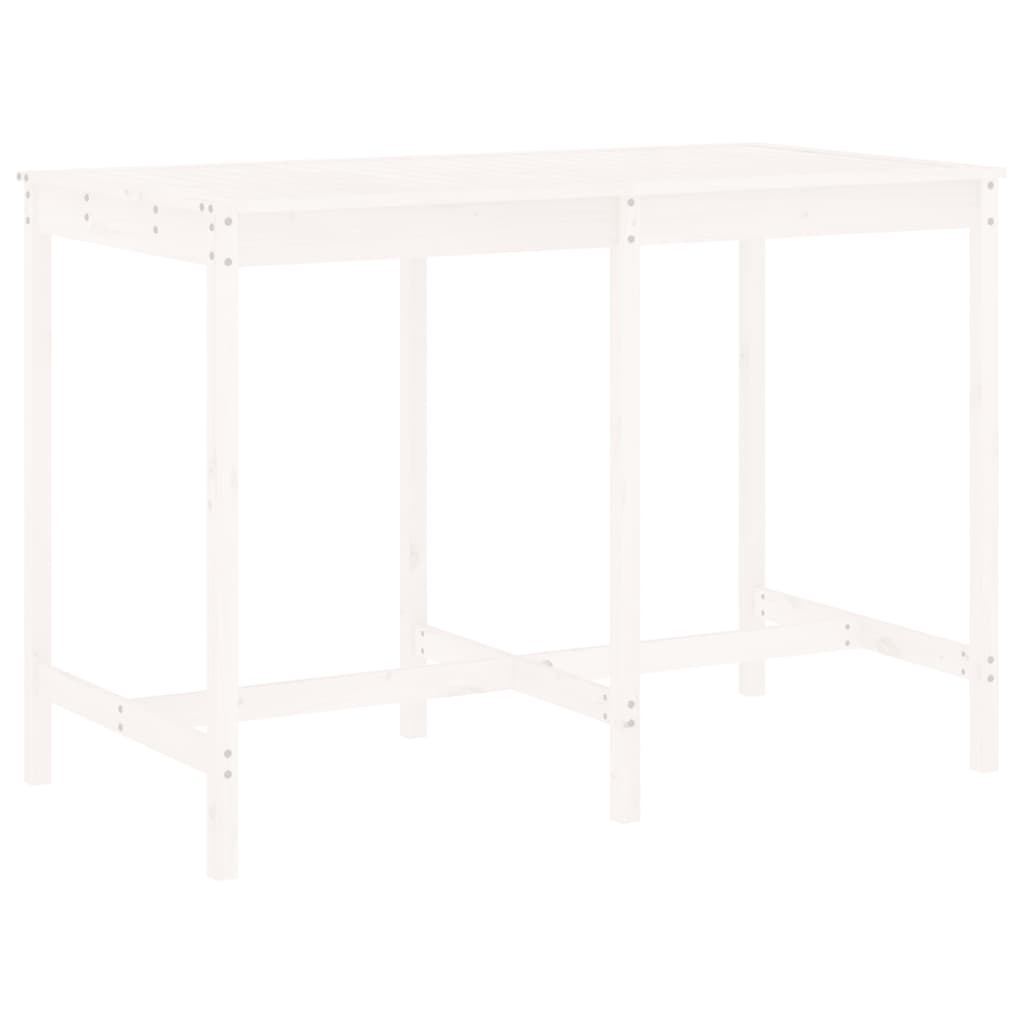 vidaXL Garden Bar Set | White | Solid Pine Wood | Seats 6 | Footrest