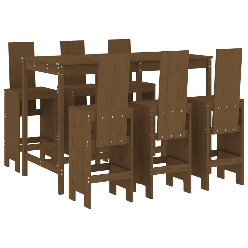 vidaXL Garden Bar Set | Honey Brown | Solid Pine Wood | Large | Footrest