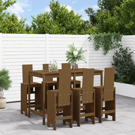vidaXL Garden Bar Set | Honey Brown | Solid Pine Wood | Large | Footrest