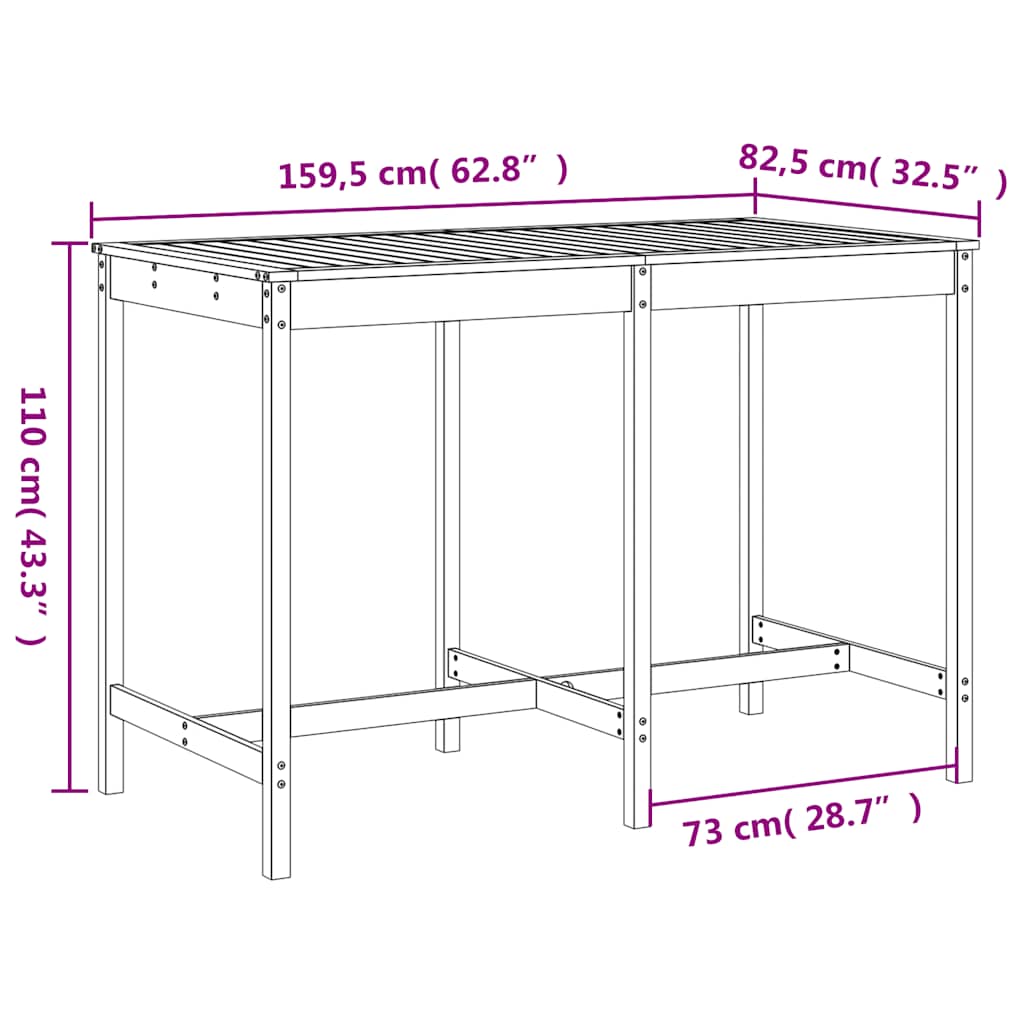 vidaXL 7 Piece Garden Bar Set Solid Wood Douglas