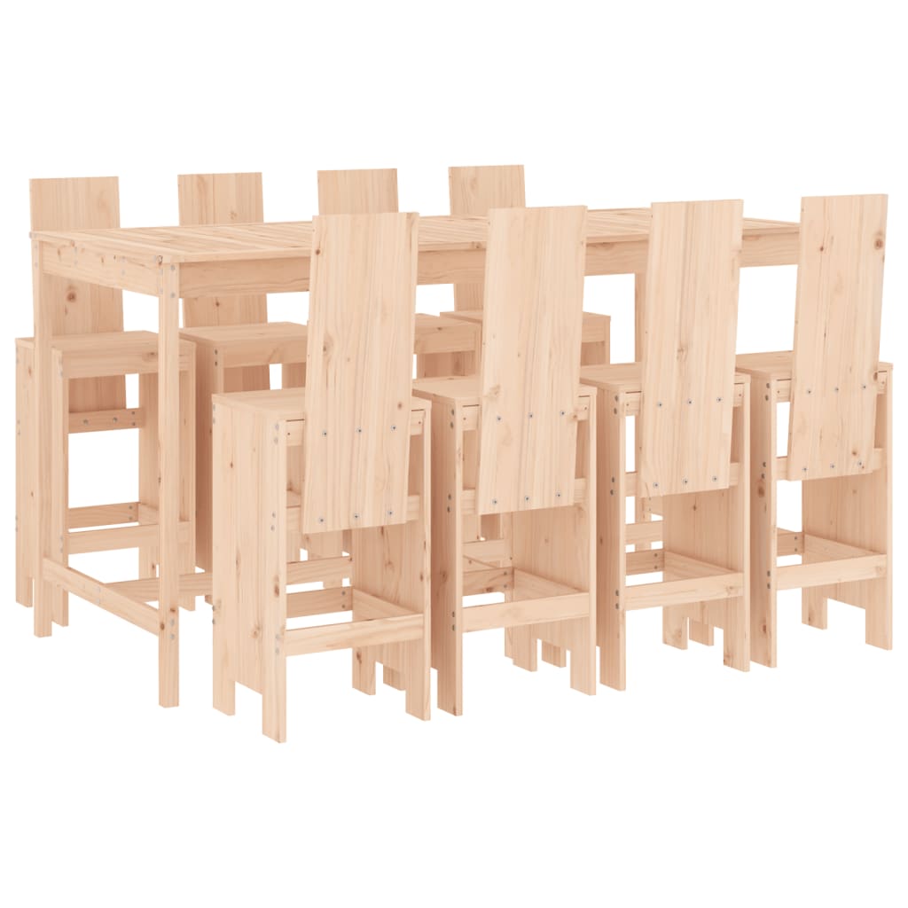 vidaXL Garden Bar Set | Natural Pine | Solid Pine Wood | Large | Seats Lots