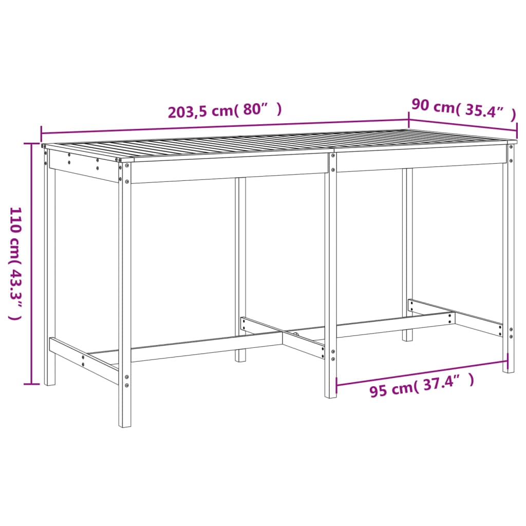 vidaXL Garden Bar Set | Natural Pine | Solid Pine Wood | Large | Seats Lots