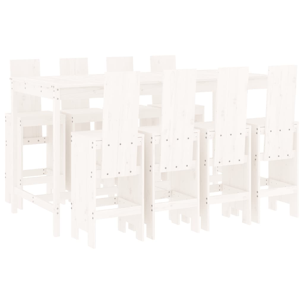 vidaXL Garden Bar Set | White | Solid pine wood | Large | Footrest