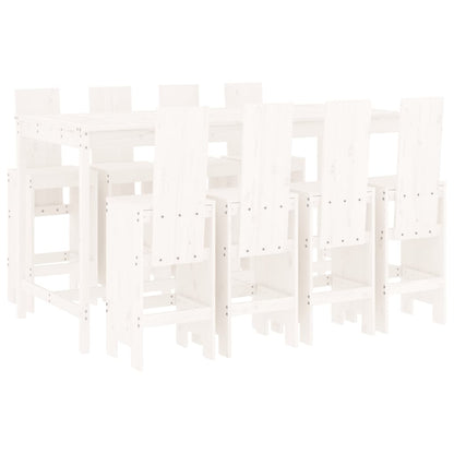 vidaXL Garden Bar Set | White | Solid pine wood | Large | Footrest