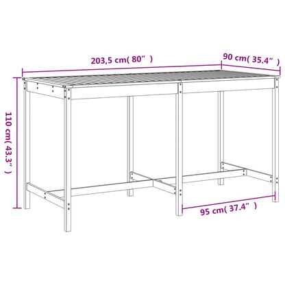 vidaXL Garden Bar Set | White | Solid pine wood | Large | Footrest