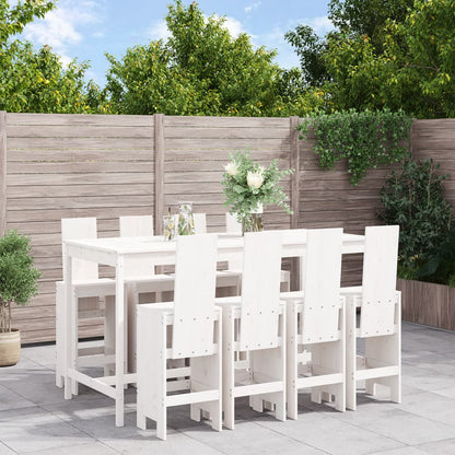 vidaXL Garden Bar Set | White | Solid pine wood | Large | Footrest