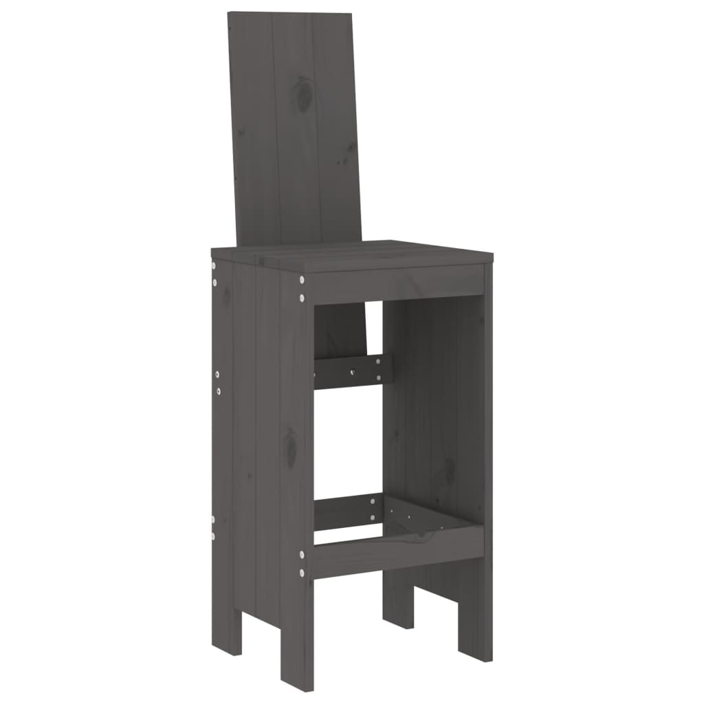 vidaXL Garden Bar Set | Grey | Solid Pine Wood | Large | Footrest