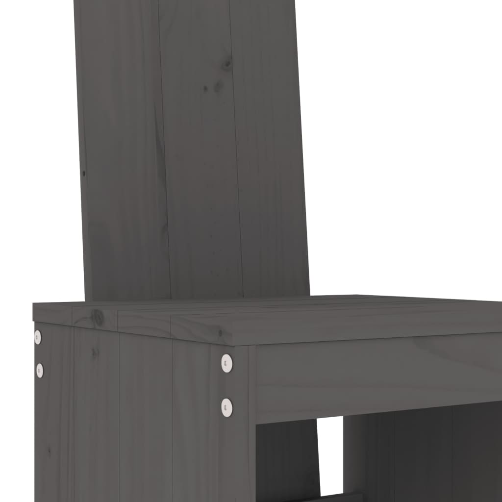 vidaXL Garden Bar Set | Grey | Solid Pine Wood | Large | Footrest