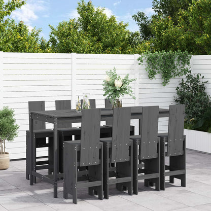vidaXL Garden Bar Set | Grey | Solid Pine Wood | Large | Footrest