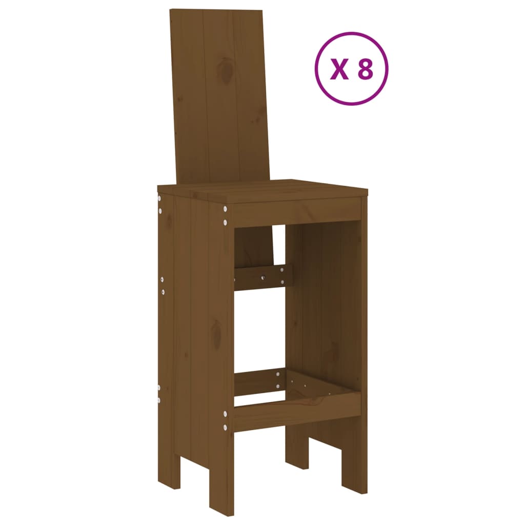 vidaXL Garden Bar Set | Honey brown | Solid pine wood | Fits 8 people | Footrest