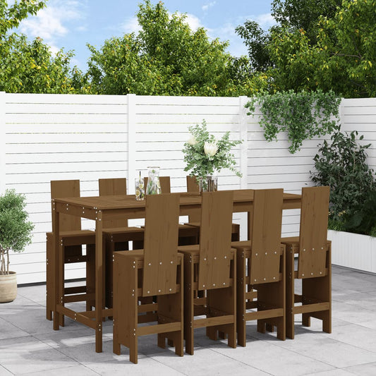 vidaXL Garden Bar Set | Honey brown | Solid pine wood | Fits 8 people | Footrest