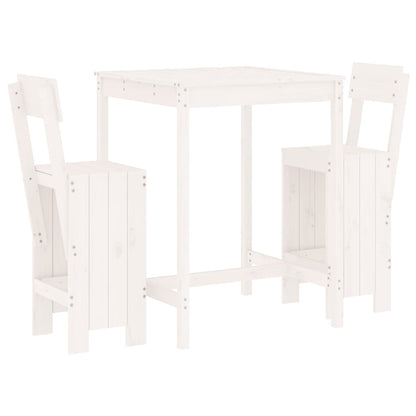 vidaXL 3 Piece Garden Bar Set White Solid Wood Pine