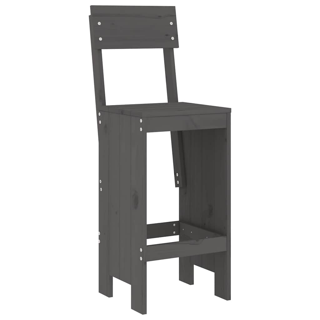 vidaXL 3 Piece Garden Bar Set Grey Solid Wood Pine