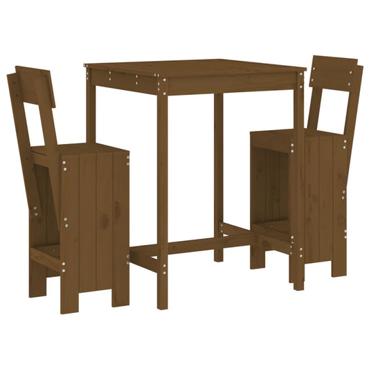 vidaXL 3 Piece Garden Bar Set Honey Brown Solid Wood Pine
