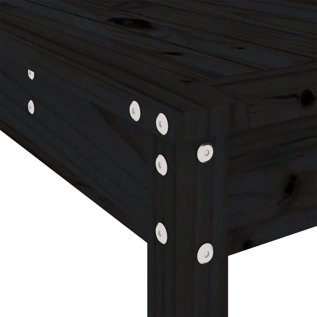 vidaXL 3 Piece Garden Bar Set Black Solid Wood Pine