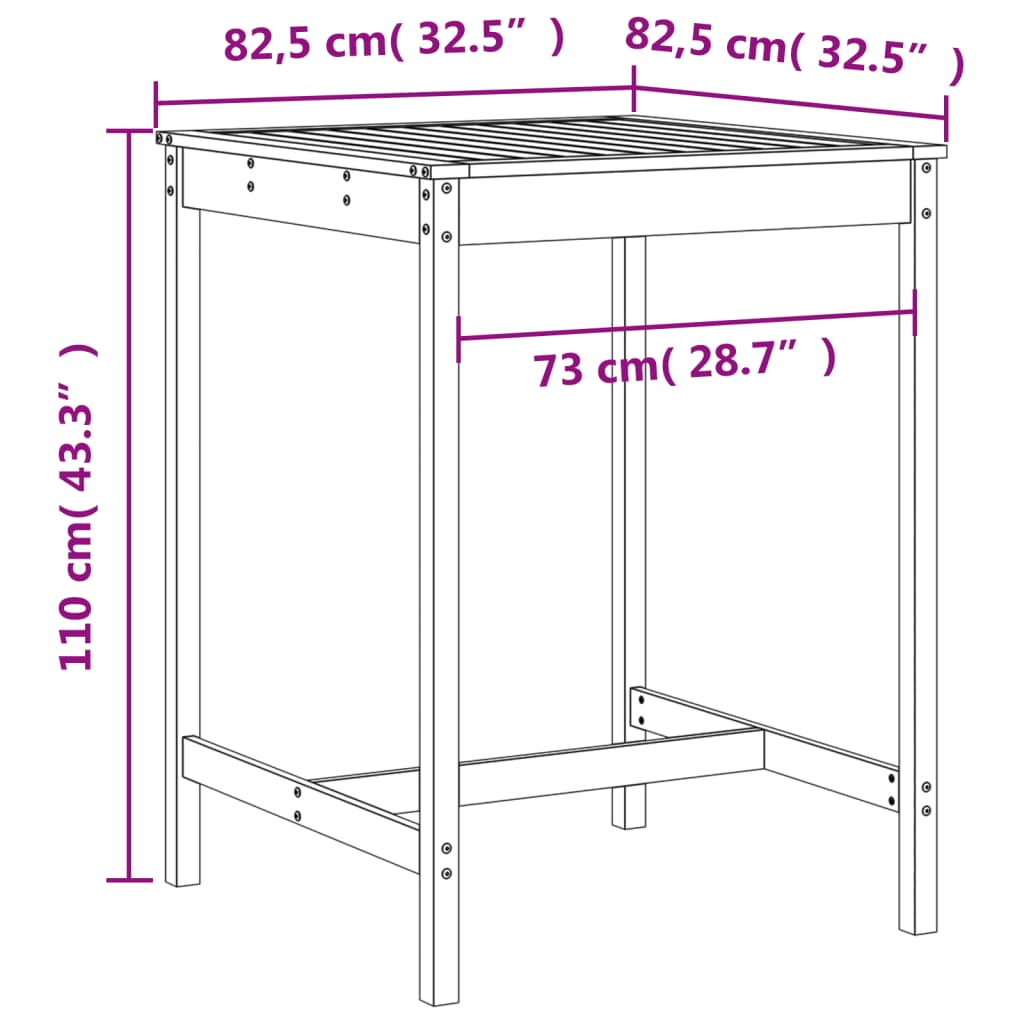 vidaXL 3 Piece Garden Bar Set Solid Wood Douglas