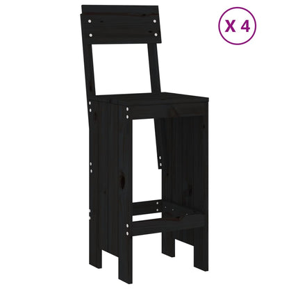 vidaXL 5 Piece Garden Bar Set Black Solid Wood Pine