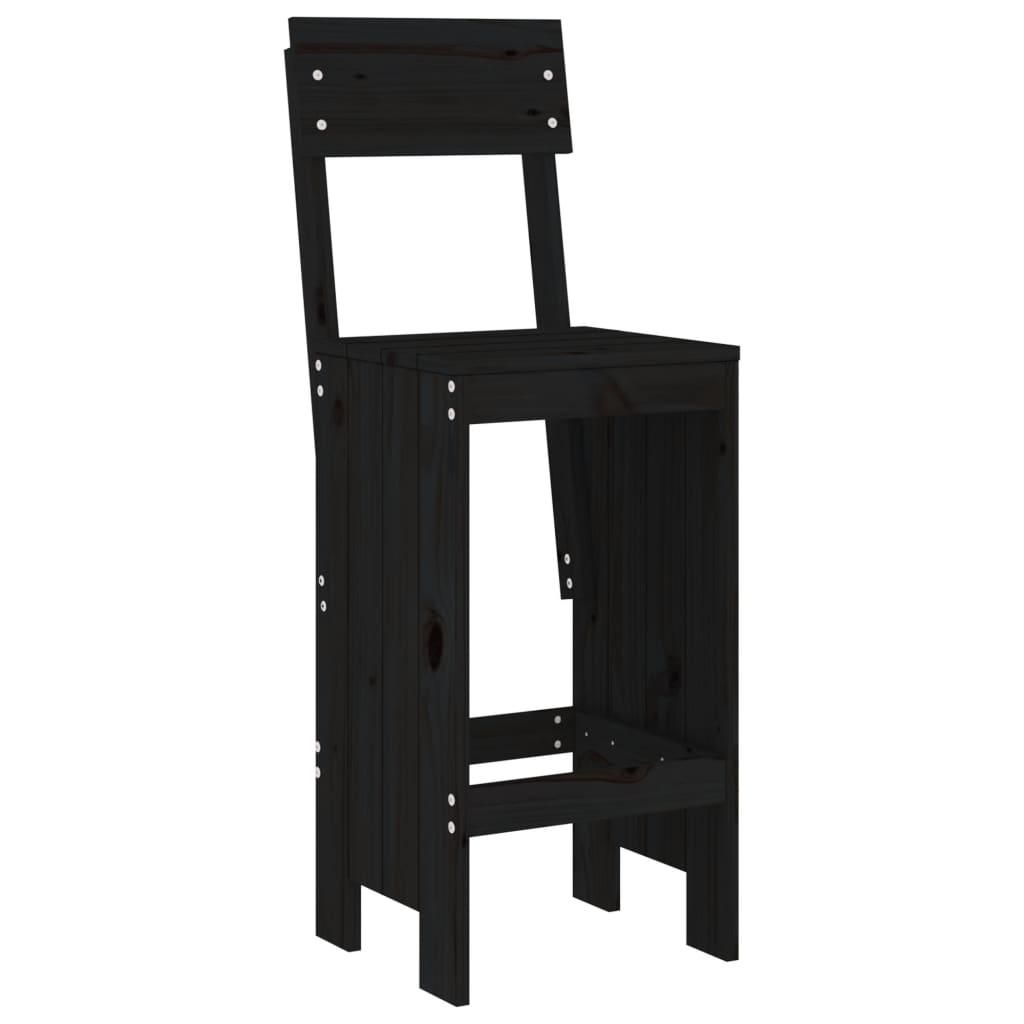 vidaXL 5 Piece Garden Bar Set Black Solid Wood Pine