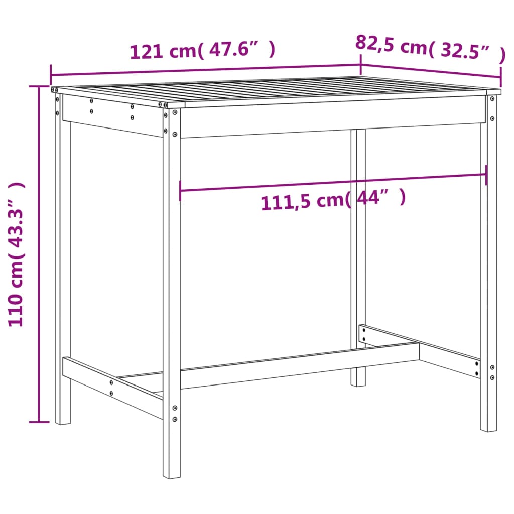 vidaXL 5 Piece Garden Bar Set Grey Solid Wood Pine