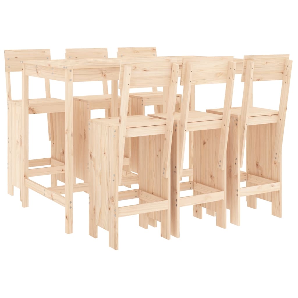 vidaXL Garden Bar Set | Natural | Solid pinewood | 7 Piece Set | Footrest