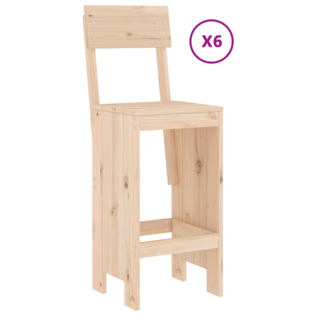 vidaXL Garden Bar Set | Natural | Solid pinewood | 7 Piece Set | Footrest