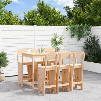 vidaXL Garden Bar Set | Natural | Solid pinewood | 7 Piece Set | Footrest
