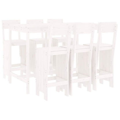 vidaXL 7 Piece Garden Bar Set White Solid Wood Pine