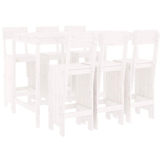 vidaXL 7 Piece Garden Bar Set White Solid Wood Pine