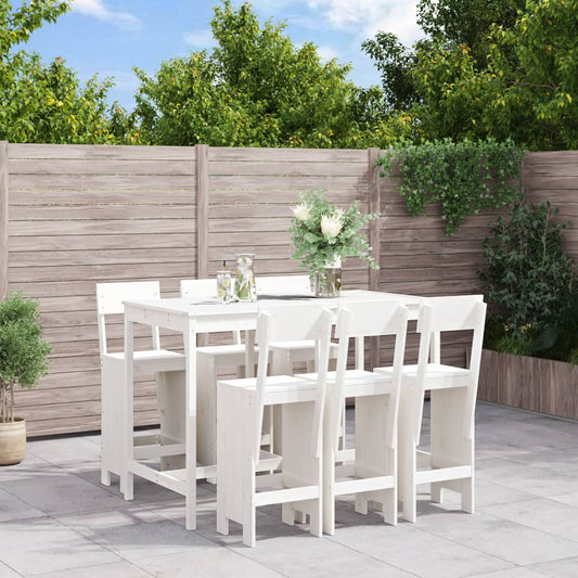 vidaXL Garden Bar Set | White | Solid pine wood | Regular |  Durable