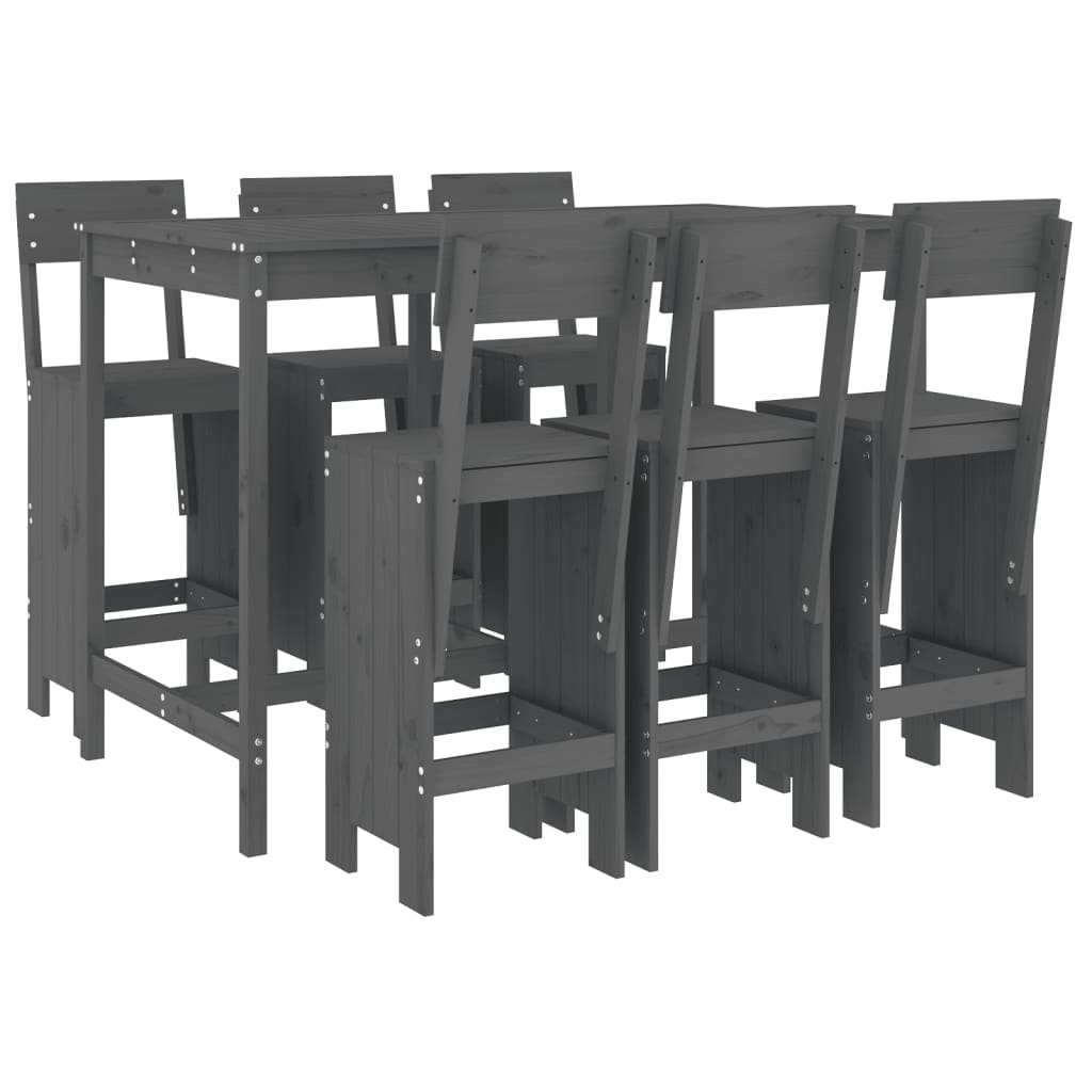 vidaXL Garden Bar Set | Grey | Solid pine wood