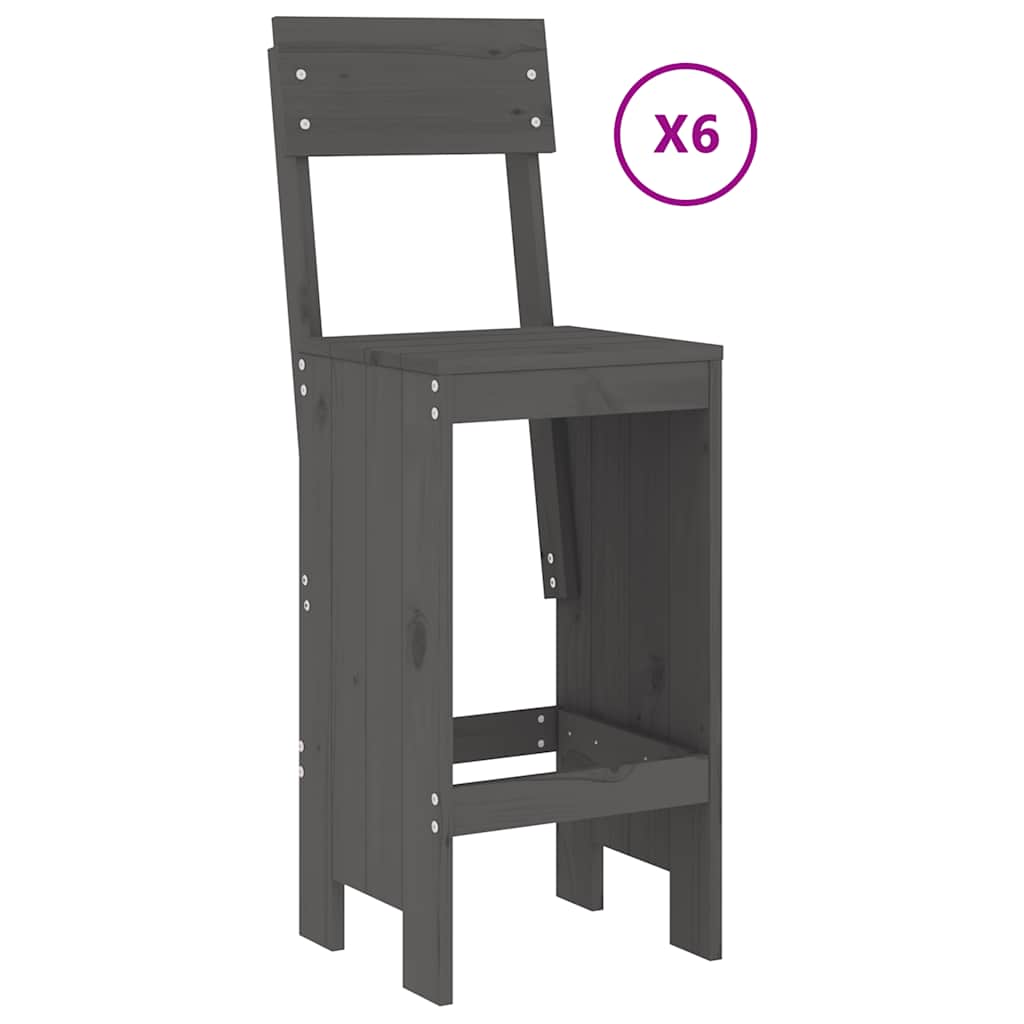 vidaXL 7 Piece Garden Bar Set Grey Solid Wood Pine