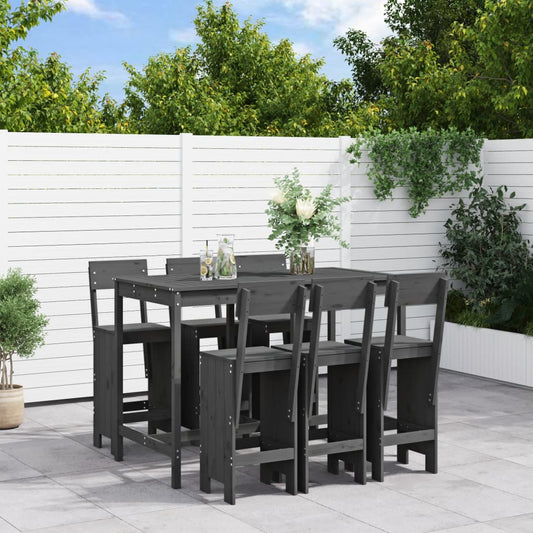 vidaXL 7 Piece Garden Bar Set Grey Solid Wood Pine
