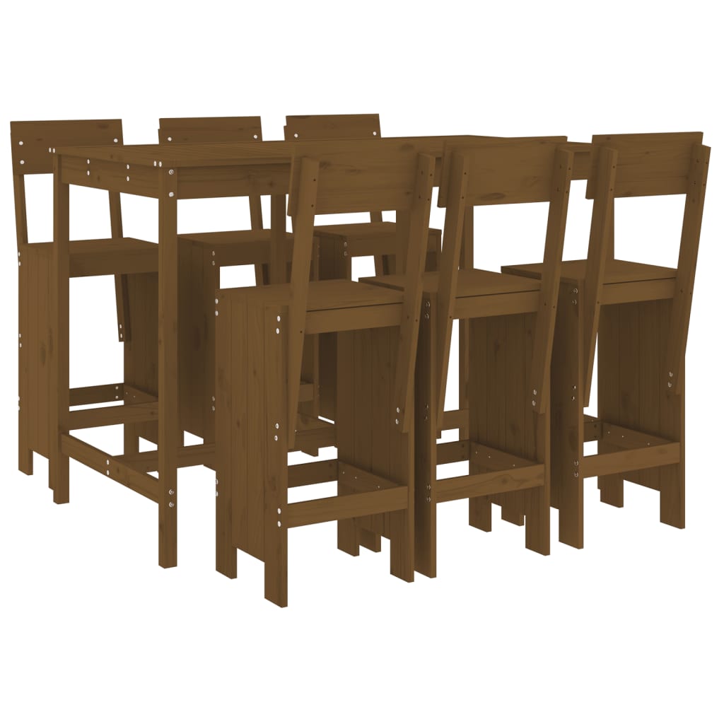 vidaXL Garden Bar Set | Honey brown | Solid pine wood | Medium | Footrest