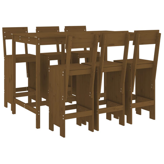 vidaXL Garden Bar Set | Honey brown | Solid pine wood | Medium | Footrest