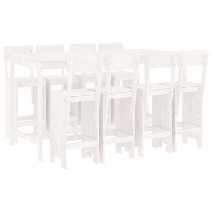 vidaXL Garden Bar Set | White | Solid pine wood | 9 Piece Bar Set | Footrest