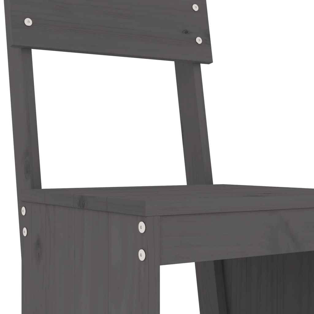 vidaXL Garden Bar Set | Grey | Solid pine wood | Large | Footrest