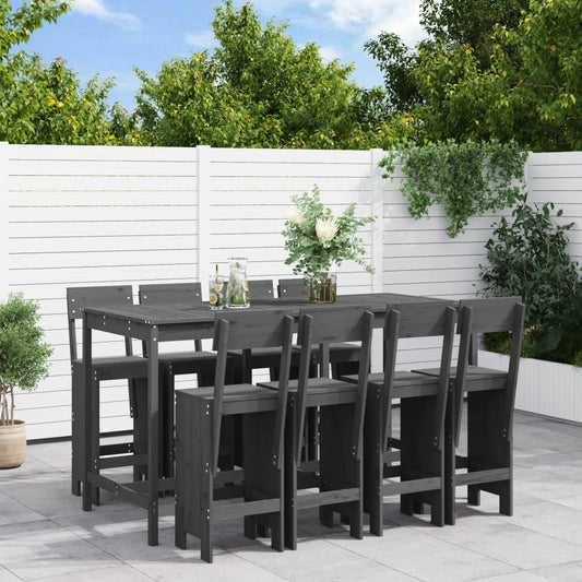 vidaXL Garden Bar Set | Grey | Solid pine wood | Large | Footrest